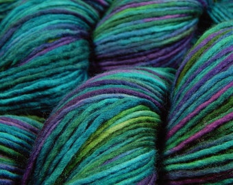 Hand Dyed Yarn. DK Weight Superwash Merino Wool. AEGEAN MULTI. Indie Dyer Soft Single Ply Knitting Yarn. Vibrant Turquoise Blue Green