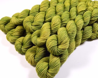 Sock Yarn Mini Skeins, Hand Dyed Yarn, Fingering Weight 4 Ply Superwash Merino Wool - LETTUCE TONAL - Bright Yellow Green Knitting Yarn