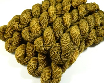 Sock Yarn Mini Skeins, Hand Dyed Yarn, Sock Weight 4 Ply Superwash Merino Wool - OLIVE OIL TONAL - Fingering Knitting Yarn, Greenish Gold
