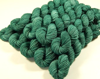 Sock Yarn Mini Skeins, Hand Dyed Yarn, Fingering Weight 4 Ply Superwash Merino Wool - BLUEGRASS - Mini Skein Knitting Yarn, Teal Green Tonal