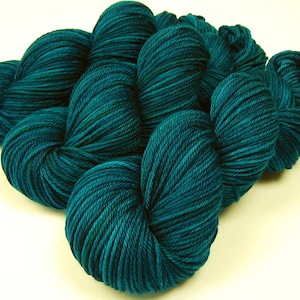 Hand Dyed Yarn, Worsted Weight Superwash Merino Wool - DEEP SEA TONAL - Indie Dyer Blue Green Knitting Yarn, Vibrant Teal Crochet Skein