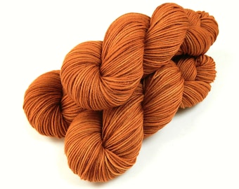 Hand Dyed Yarn. DK Weight 100% Superwash Merino Wool. COPPER. Orange Tonal Indie Dyer Yarn. Autumn Fall Knitting Crochet Yarn