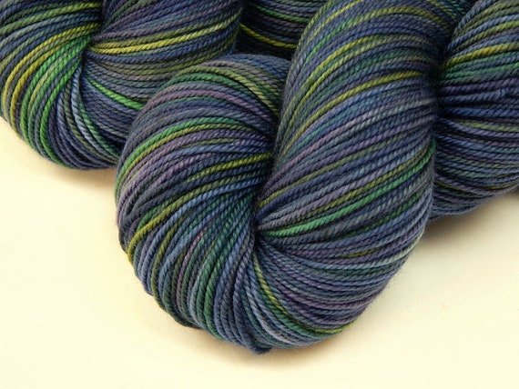 Hand Dyed Yarn. Sport Weight Superwash Merino Wool. INK MULTI. Blue Green  Purple Indie Dyer Knitting Yarn. Multicolor Heavier Sock Yarn 