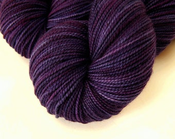 Hand Dyed Yarn. Fingering Sock Weight Superwash Merino Wool. BLACKBERRY TONAL. Indie Knitting Yarn. Deep Purple Sock Yarn. Craft Supply