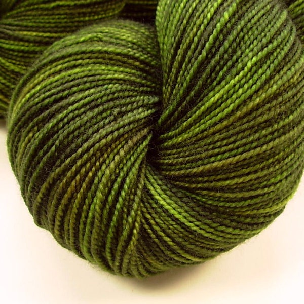 Sock Weight Superwash Merino Wool Yarn, Hand Dyed - Moss Tonal