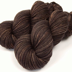 Hand Dyed Yarn, Worsted Weight Superwash Merino Wool - BARK TONAL - Dark Brown Chocolate Indie Dyer Knitting Yarn, Crochet Craft DIY Supply