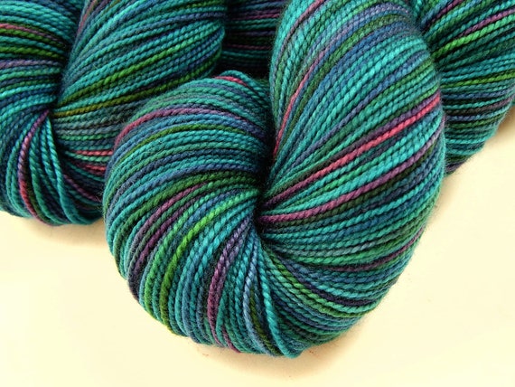 Hand Dyed Yarn. Worsted Weight Superwash Merino Wool. Aegean Multi. Soft  Indie Dyed Knitting Yarn. Multicolor Turquoise Blue Green Yarn 