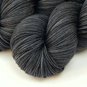 Hand Dyed Yarn, Sport Weight Superwash Merino Wool - SLATE GREY TONAL - Charcoal Gray Indie Dyed Knitting Yarn, Heavier Sock Yarn