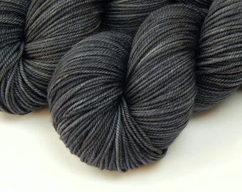Hand Dyed Yarn, Sport Weight Superwash Merino Wool - SLATE GREY TONAL - Charcoal Gray Indie Dyed Knitting Yarn, Heavier Sock Yarn