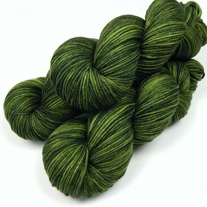 Hand Dyed Yarn. DK Weight Superwash Merino Wool. MOSS TONAL. Indie Dyer Knitting Yarn, Variegated Olive Green Crochet Yarn, Ready to Ship