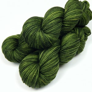 Hand Dyed Yarn, DK Weight Superwash Merino Wool - MOSS TONAL - Indie Dyer Knitting Yarn, Variegated Olive Green Crochet Yarn, Ready to Ship