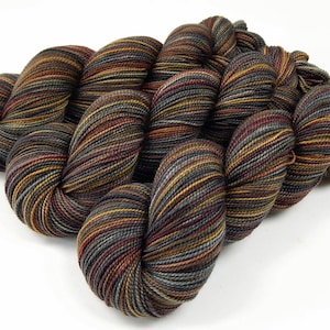 Hand Dyed Yarn. Fingering Weight Superwash 100% Merino Wool. AGATE. Indie Dyer Knitting Yarn. Handdyed Sock Yarn Grey Gray Brown Gold image 5