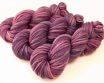Bulky Hand Dyed Yarn. 100% Superwash Merino Wool. WISTERIA MULTI. Lavender Lilac Purple Variegated Chunky Soft Knitting Yarn. Ready to Ship