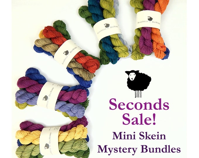 REDUCED Hand Dyed Yarn Mini Skeins SECONDS SALE. Mystery Bundles of