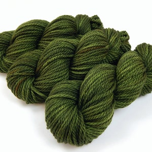 Bulky Hand Dyed Yarn, Ready to Ship, 100% Superwash Merino Wool - MOSS TONAL - Semi Solid Olive Green Knitting Yarn, Soft Thick Chunky Yarn