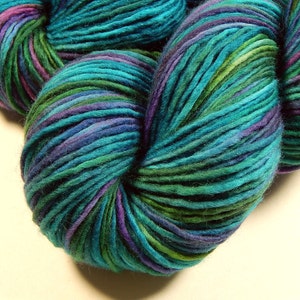 Hand Dyed Yarn. DK Weight Superwash Merino Wool. AEGEAN MULTI. Indie Dyer Soft Single Ply Knitting Yarn. Vibrant Turquoise Blue Green image 3