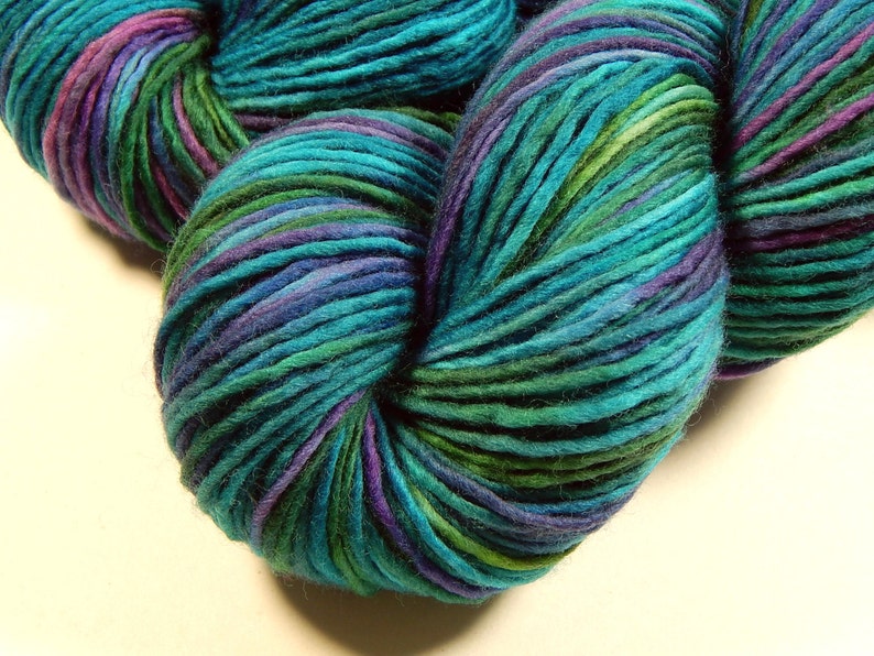 Hand Dyed Yarn. DK Weight Superwash Merino Wool. AEGEAN MULTI. Indie Dyer Soft Single Ply Knitting Yarn. Vibrant Turquoise Blue Green image 3