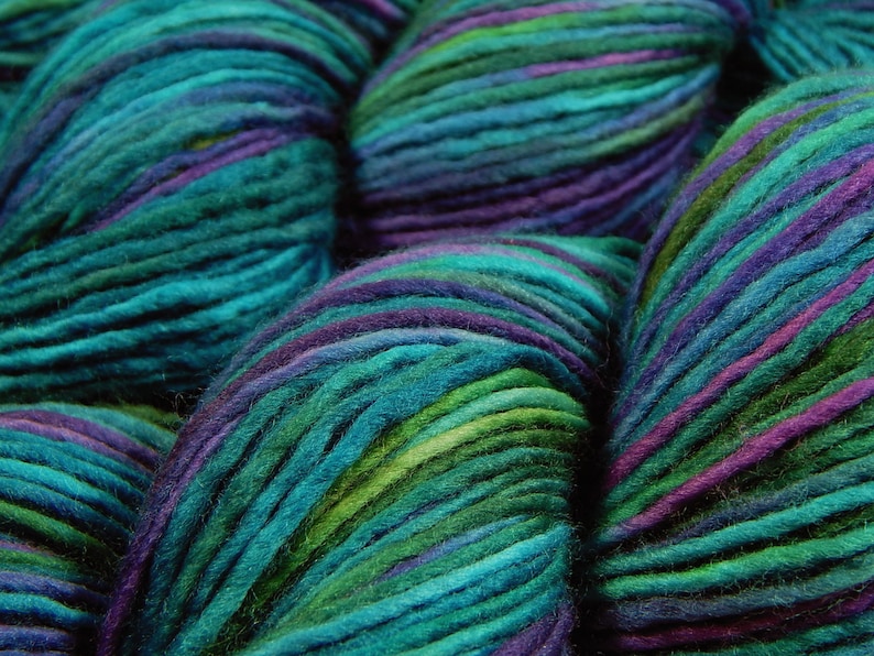 Hand Dyed Yarn. DK Weight Superwash Merino Wool. AEGEAN MULTI. Indie Dyer Soft Single Ply Knitting Yarn. Vibrant Turquoise Blue Green image 1