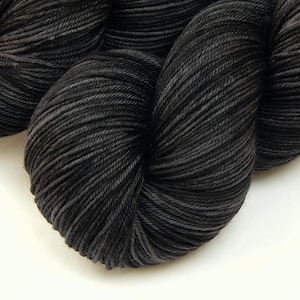 Hand Dyed Yarn, Sock Fingering Weight 4 Ply Superwash Merino Wool - NEAR BLACK - Indie Dyed Knitting Yarn, Tonal Sock Yarn