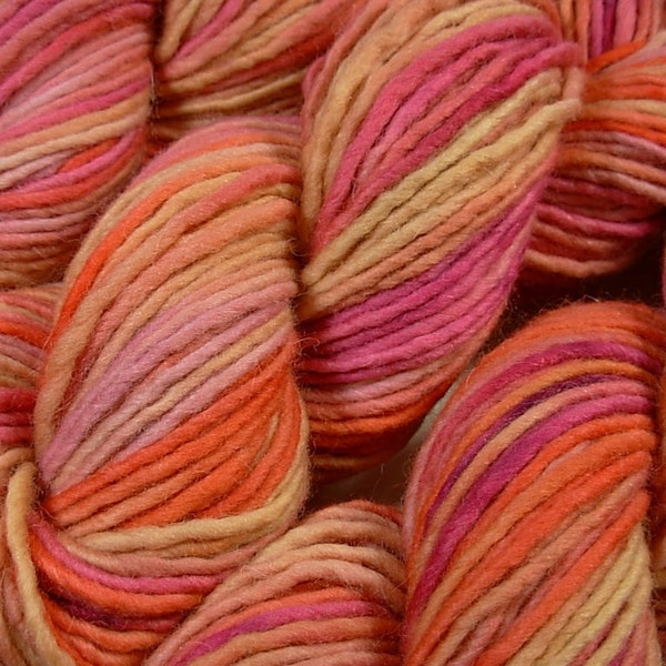 Chunky Weight Wool/Alpaca Yarn, Hand Dyed - Zinnia