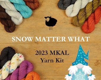 Mini Skein Kit for Snow Matter What Gnome MKAL. Hand Dyed Yarn. Fingering Sock Weight 4 Ply Superwash Merino Wool. Sock Yarn Set