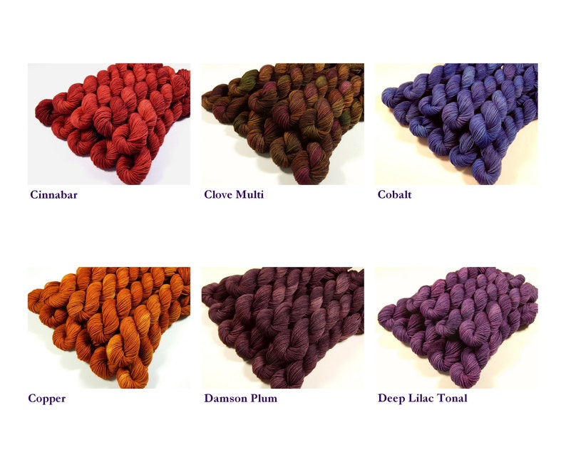 Create Your Own Mini Skein Set. Hand Dyed Sock Yarn. Fingering Weight 4 Ply Superwash Merino Wool. Hand Dyed Yarn. Choose From 35 Colors image 4