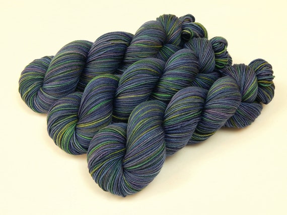 Hand Dyed Yarn. Sport Weight Superwash Merino Wool. INK MULTI. Blue Green  Purple Indie Dyer Knitting Yarn. Multicolor Heavier Sock Yarn 