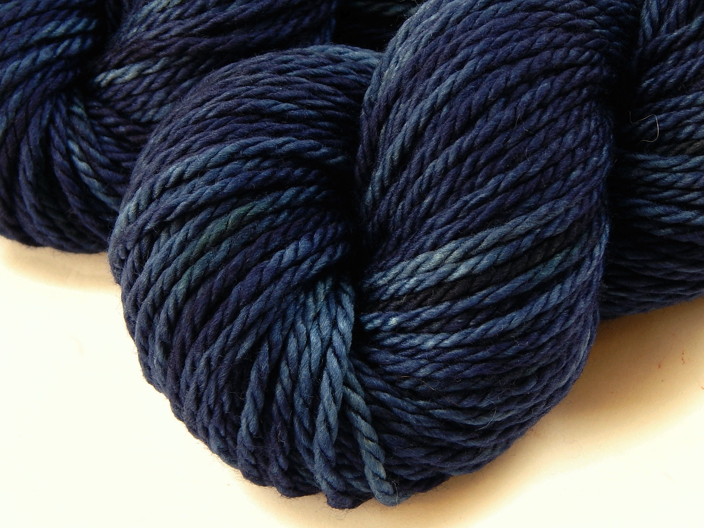 Bulky Hand Dyed Yarn 100% Superwash Merino Wool Ink Tonal 