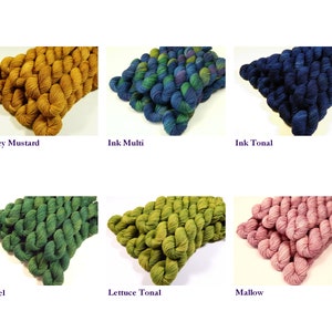 Create Your Own Mini Skein Set. Hand Dyed Sock Yarn. Fingering Weight 4 Ply Superwash Merino Wool. Hand Dyed Yarn. Choose From 35 Colors image 6
