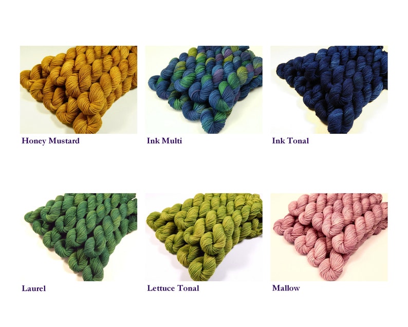 Create Your Own Mini Skein Set. Hand Dyed Sock Yarn. Fingering Weight 4 Ply Superwash Merino Wool. Hand Dyed Yarn. Choose From 35 Colors image 6