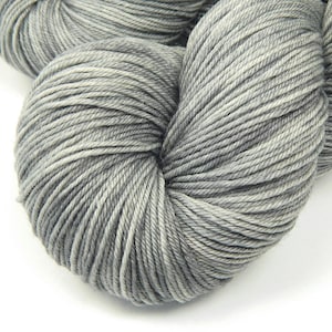 Hand Dyed Yarn, Sock Fingering Weight 4 Ply Superwash Merino Wool - SILVER LINING - Light Grey Gray Tonal Knitting Yarn, Ready to Ship
