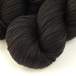 Hand Dyed Yarn, Sock Fingering Weight 4 Ply Superwash Merino Wool - NEAR BLACK - Indie Dyed Knitting Yarn, Tonal Sock Yarn