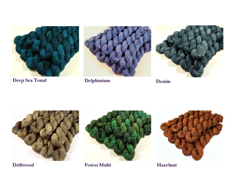 Create Your Own Mini Skein Set. Hand Dyed Sock Yarn. Fingering Weight 4 Ply Superwash Merino Wool. Hand Dyed Yarn. Choose From 35 Colors image 5