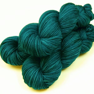 Hand Dyed Yarn, DK Weight Superwash Merino Wool - Deep Sea Tonal - Teal Indie Dyer Yarn, Vibrant Saturated Blue Green Knitting Crochet Yarn