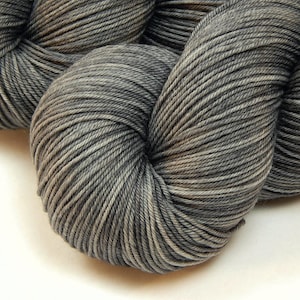 Hand Dyed Sock Yarn, Fingering Weight 4 Ply 100% Superwash Merino Wool - PEWTER - Indie Dyed Knitting Yarn, Neutral Tonal Medium Grey Gray