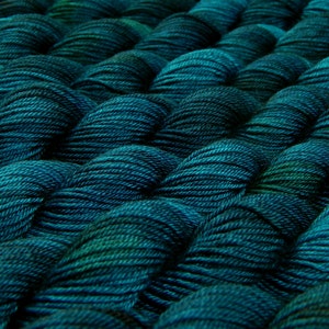 Hand Dyed Yarn. Fingering Weight Mini Skeins. 4 Ply Superwash 100% Merino Wool. DEEP SEA TONAL. Blue Green Teal Indie Dyed Sock Yarn image 3