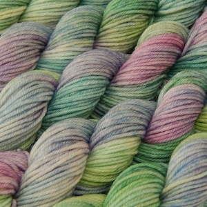 Hand Dyed Yarn. Fingering Weight Mini Skeins. 4 Ply Superwash 100% Merino Wool. POTLUCK PASTELS. Blue Green Purple Pink Indie Dyed Sock Yarn image 3