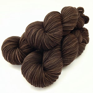 Hand Dyed Yarn. DK Weight Superwash Merino Wool. BARK TONAL. Indie Dyed Yarn. Chocolate Brown Wool Yarn. Semi Solid Crochet Knitting Yarn