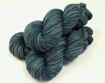 Hand Dyed Yarn. DK Weight Superwash Merino Wool. DENIM. Indie Dyer Slate Blue Knitting Yarn. Tonal Handdyed DK Yarn for Knitting Crochet