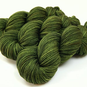 Worsted Weight Hand Dyed Yarn, 100% Superwash Merino Wool - MOSS TONAL - Soft Semi Solid Olive Green Knitting Yarn, Indie Dyer Crochet Yarn