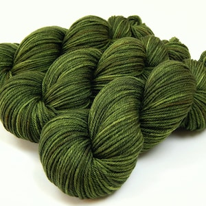 Worsted Weight Hand Dyed Yarn. 100% Superwash Merino Wool. MOSS TONAL. Indie Dyer Olive Green Knitting Yarn. Soft Semi Solid Crochet Yarn