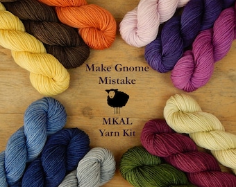 Mini Skein Kit for Make Gnome Mistake Spring 2022 MKAL - Hand Dyed Yarn, Fingering Sock Weight 4 Ply Superwash Merino Wool, Sock Yarn Set