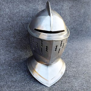 Casco de caballero medieval: acero calibre 18, cosplay de cruzado