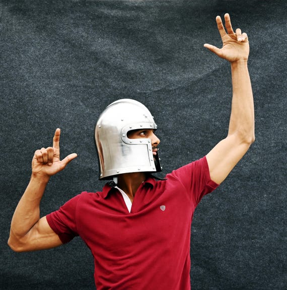 Medieval Barbute Italian Helmet | LARP Cosplay , Costume Halloween , Role-Play