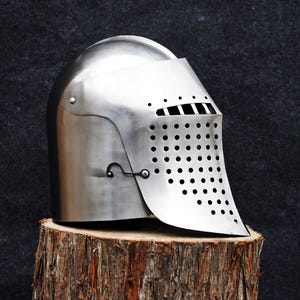 Medieval Bascinet Barbute Helmet for LARP, Halloween Costume Gift