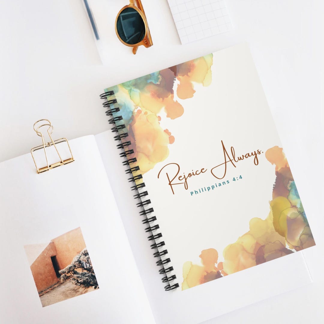 Rejoice Always - Christian Bible Verse Spiral Notebook - Ruled Line ...