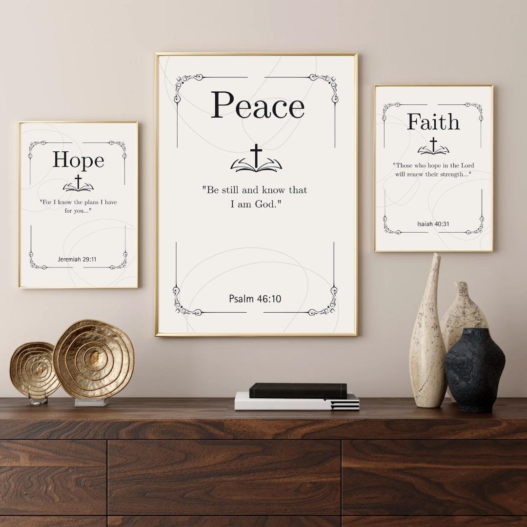 Minimalist Bible Verse Wall Art Set | Christian Wall Decor Printable ...