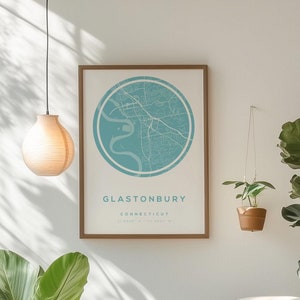 Glastonbury Map Print Premium Poster | USA Map Print Poster | Moderne Gbury CT Map Print Poster | Dot Edition