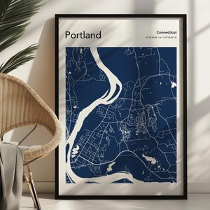 Portland CT Map Print Premium Matte Poster | USA Map Print Poster | Moderne Portland Map Print Poster | TRI-Kollektion