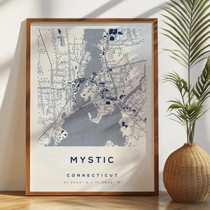 Mystisches Zentrum Matt Poster | USA Map Print Poster | Moderne Mystische CT Map Print Poster |  Innenstadt-Edition